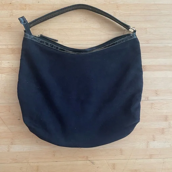 Black Hobo Bag with Gold Buckle - Picture 3 of 6